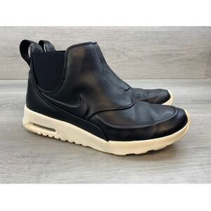 Nike Air Max Thea Women's Mid Black Leather Chelsea Boots 8 Casual Comfort